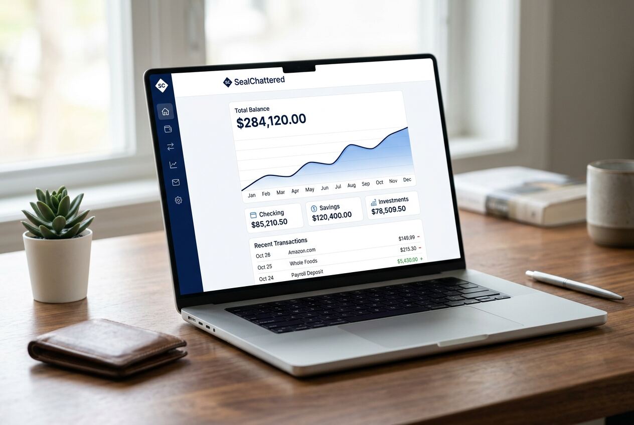 SealChattered web banking dashboard